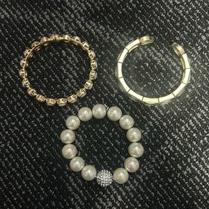 Lot of 3 gold and cream bracelets by Chicos